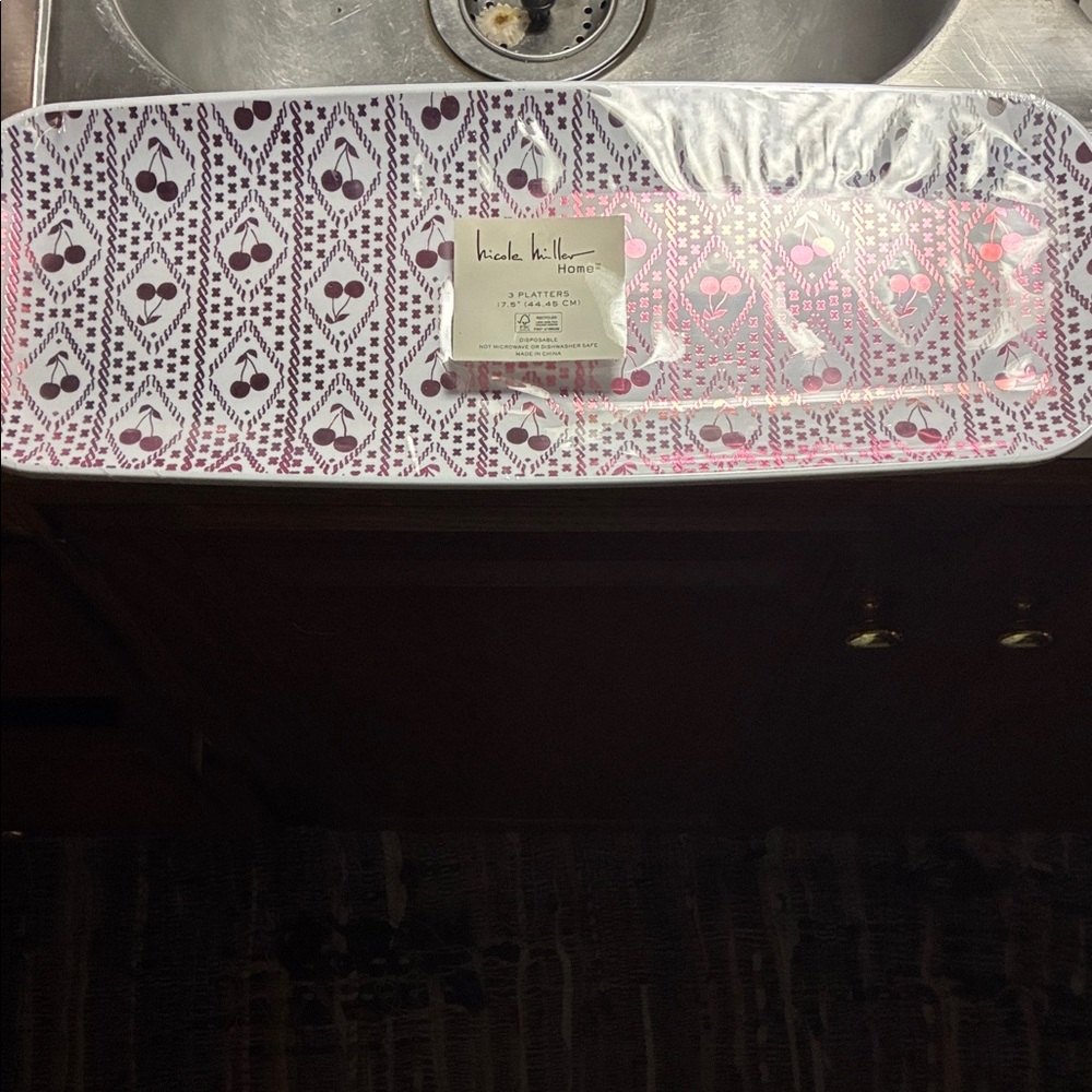 NWT Nicole Miller Home 3pc. Set of Long Cherry Platters